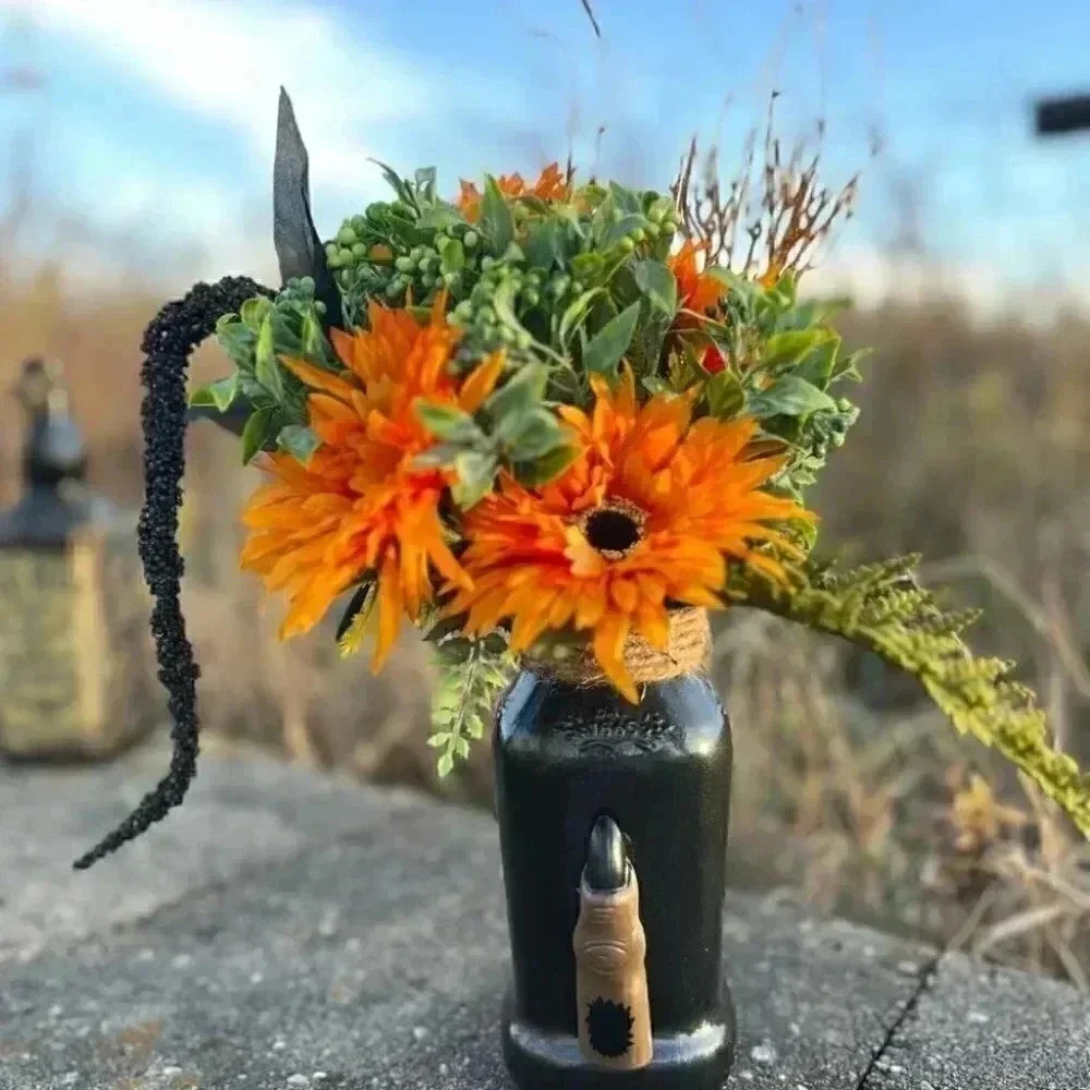 NEW WITCH FINGER fun faux floral arrangement.- perfect for Fall/Halloween!